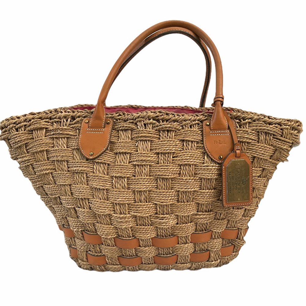 XL Large Woven Ralph Lauren Straw Beach Tote Bag